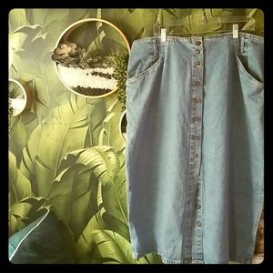 Midi length denim skirt